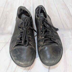 Birkenstock Black Leather Lace-Up Shoes Oxford Style